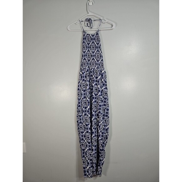 Patron's of Peace Blue & White Extra Small Women's Romper Jumpsuit Smocked NWOT - Picture 9 of 9